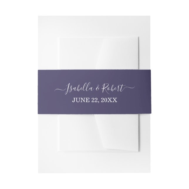 Purple Wedding typography Invitation Belly Band (Front Example)
