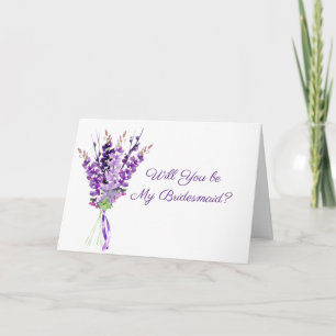 Purple Wedding Watercolor Lavender Bridesmaid Card
