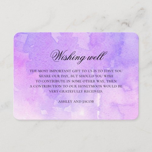 Purple wedding wishing well Lavender watercolor Enclosure Card