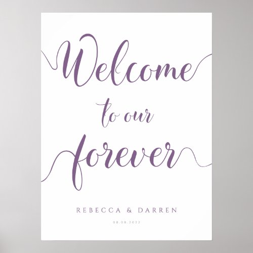 Purple Welcome to our Forever Wedding Sign