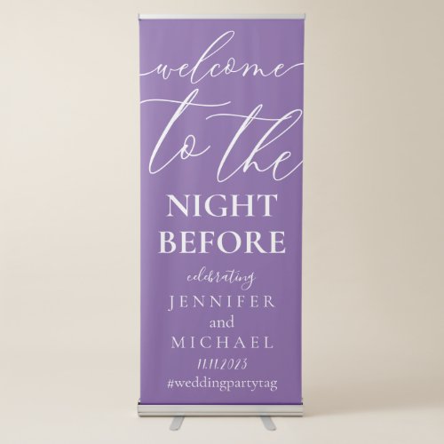 Purple Welcome to the wedding rehearsal dinner Retractable Banner