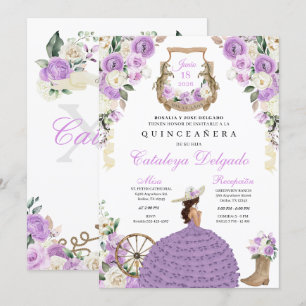 Purple Western Fiesta Charro Quinceañera Invitation