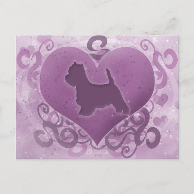 Purple Westie Valentine Holiday Postcard (Front)