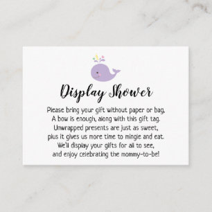 Purple Whale Accent Display Baby Shower Gift Card