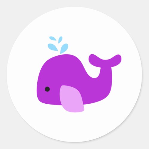 Purple Whale Classic Round Sticker