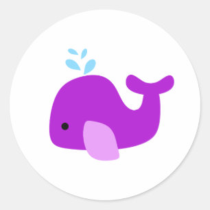 Purple Whale Classic Round Sticker