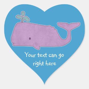 Purple Whale Heart Stickers by Customizables at Zazzle