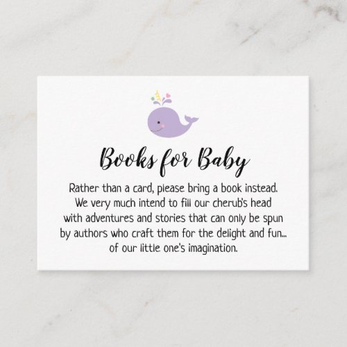 Purple Whale Simple Book Request Insert Cards