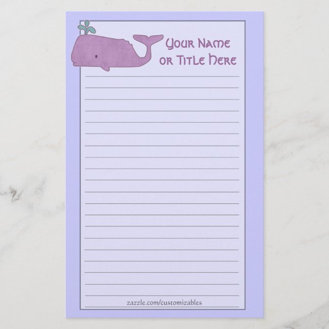 Purple Whale Stationery (Front)