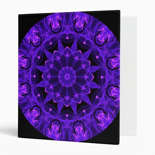 Purple Wheel of Fire Mandala, Abstract Lace Flame 3 Ring Binder