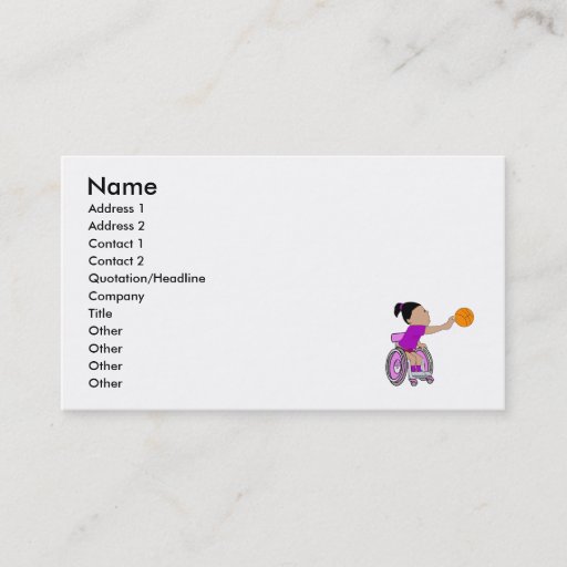 Customizable Purple wheelchair girl basketball business card
