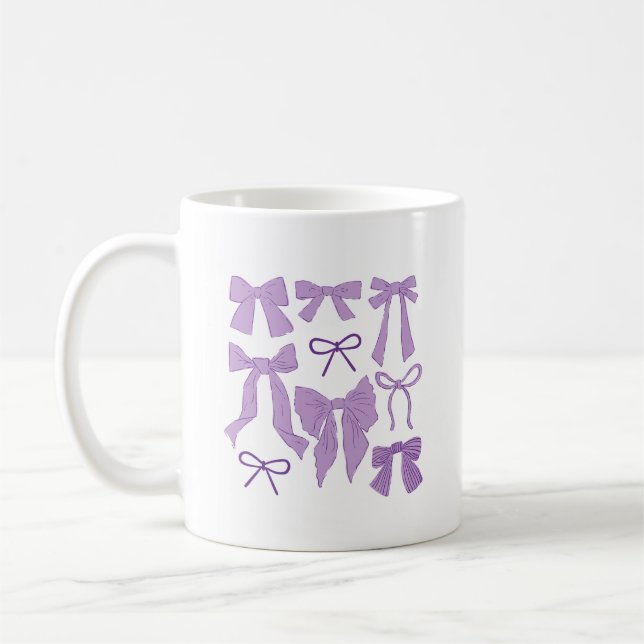 Purple Whimsical Bows Coffee Mug (Left)