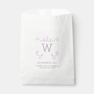 Purple Whimsical Flourish Monogram Favor Bags