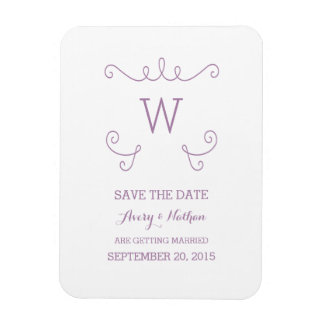 Purple Whimsical Flourish Save the Date Magnet