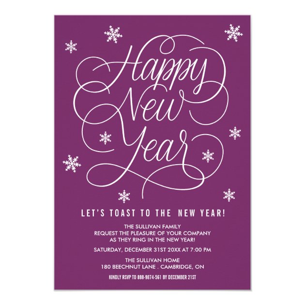 Purple Whimsical New Year's Eve Party Invitation