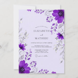 Purple Whimsical Spring Wedding Invitation