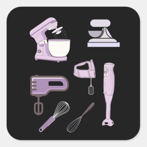 Purple whisk kitchen hand mixer art variety pack square sticker