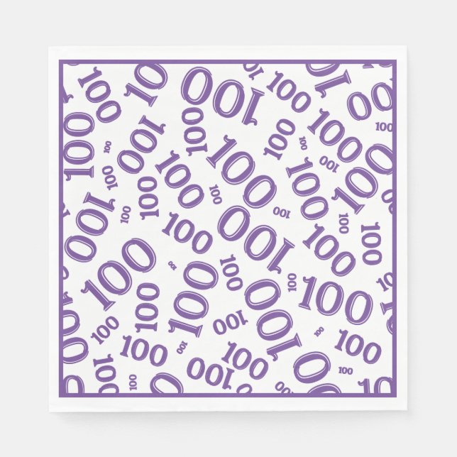 Purple/White 100 Random Number Pattern Napkins (Front)