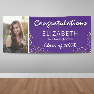 Purple White 2026 Graduation Party Banner