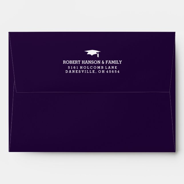 Purple & White 5x7 Graduation Invite Envelope (Back (Top Flap))
