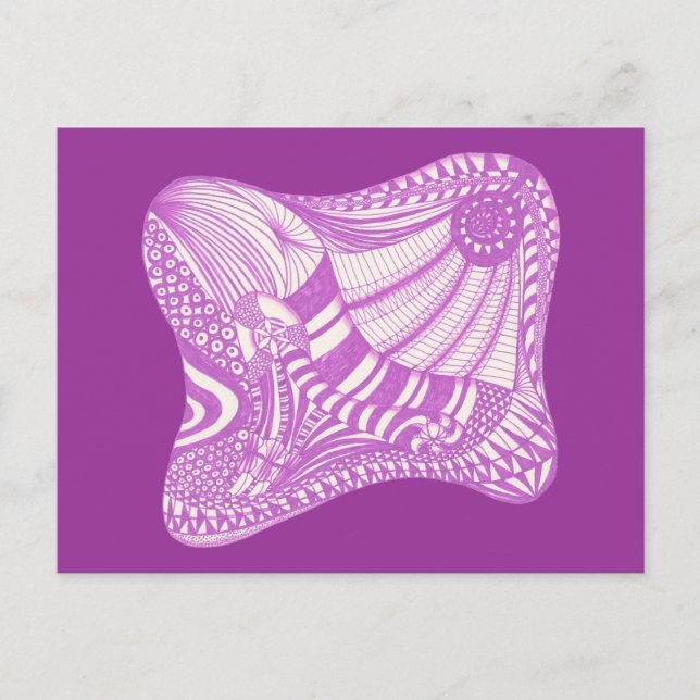 purple white abstract drawing, postcards (Front)