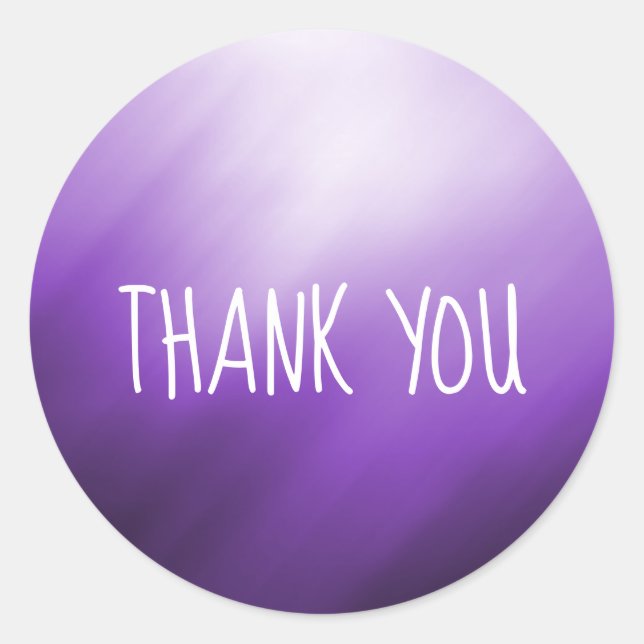 Purple White Abstract Thank You Classic Round Sticker (Front)