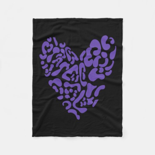 Purple White Aesthetic Heart  Fleece Blanket