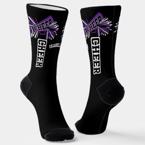 Purple White and Black Cheer Socks