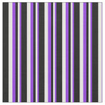 [ Thumbnail: Purple, White, and Black Lined Pattern Fabric ]