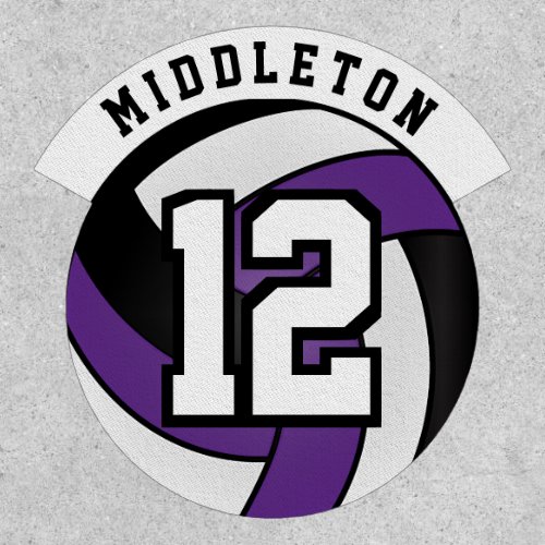 Purple White and Black Volleyball  Patch