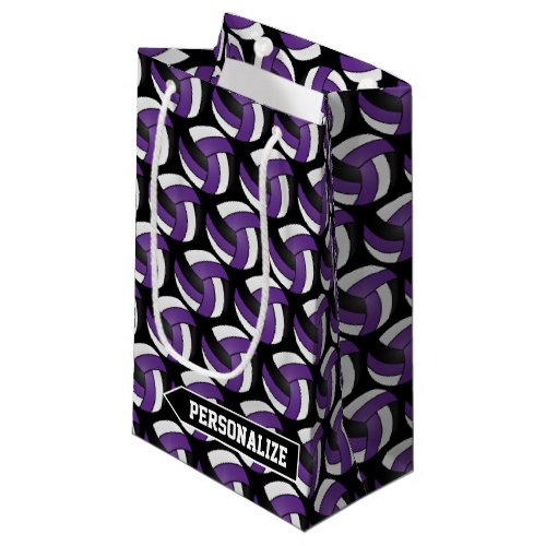 Purple White and Black Volleyball _ Personalize Small Gift Bag