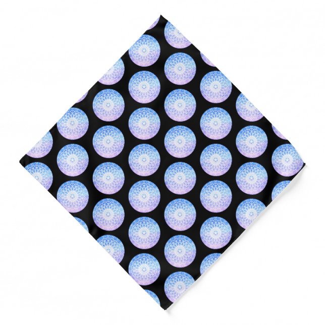 Purple,White And Blue Space Floral Mandala Bandana (Front)