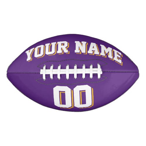 PURPLE WHITE AND GOLD Custom Football