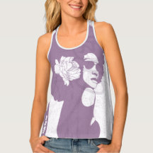 Purple, white and graffiti afro