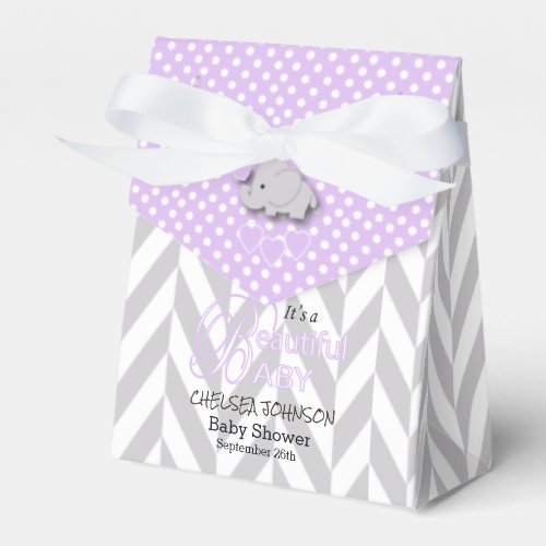 Purple White and Gray Elephant Favor Boxes