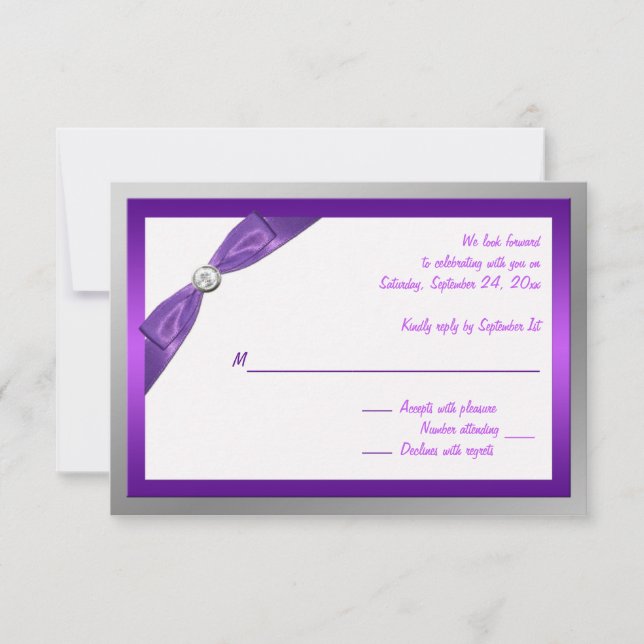 Purple, White, and Silver with Crystal Reply Card (Front)
