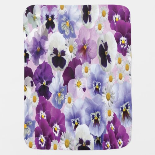 Purple white and violet flowers background baby blanket