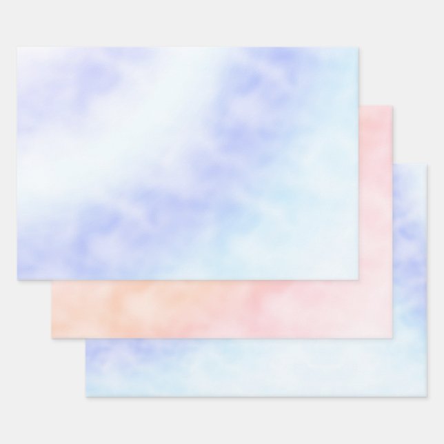 Purple White Aqua Blue Tie dye     Wrapping Paper Sheets (Set)