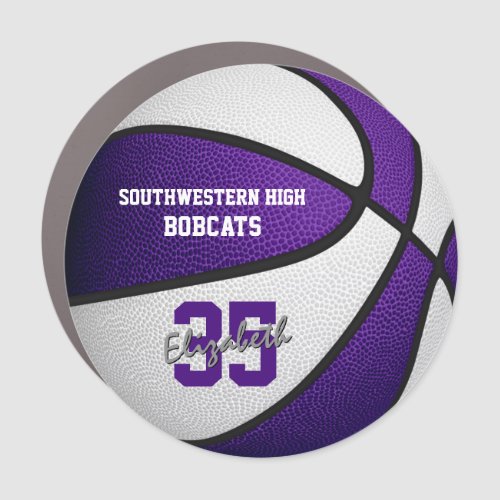 purple white basketball team colors girls boys car magnet