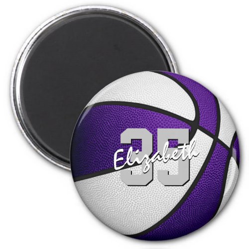 purple white basketball team colors personalized magnet