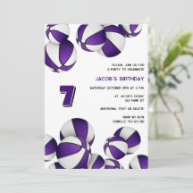 purple white basketballs kids sports birthday