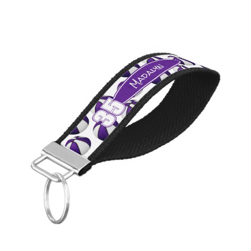  purple white basketball team colors wrist keychain