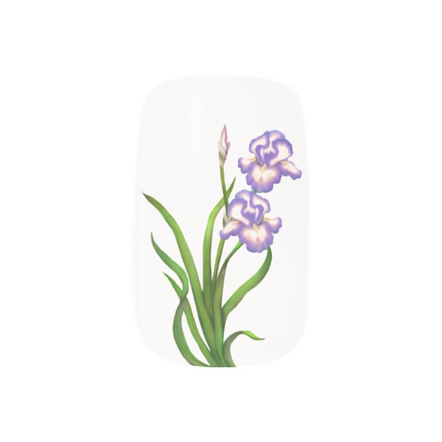 Purple White Bearded Iris Minx Nail Wraps (Left Thumb)