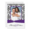 Purple, White, Black Damask Photo Wedding Invite