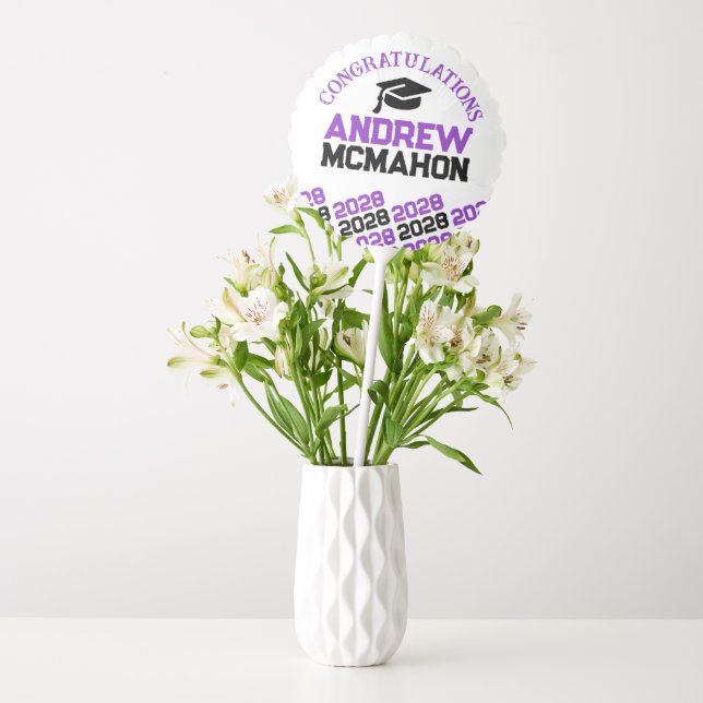 Purple White & Black Graduation Centerpiece Balloon (Vase)