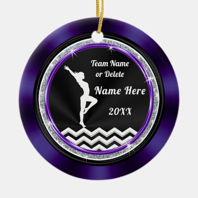 Purple, White, Black, Gymnastics Ornaments (Front)