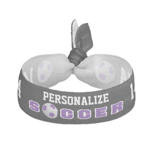 Purple White  Black  Soccer Ball _ Customize Elastic Hair Tie