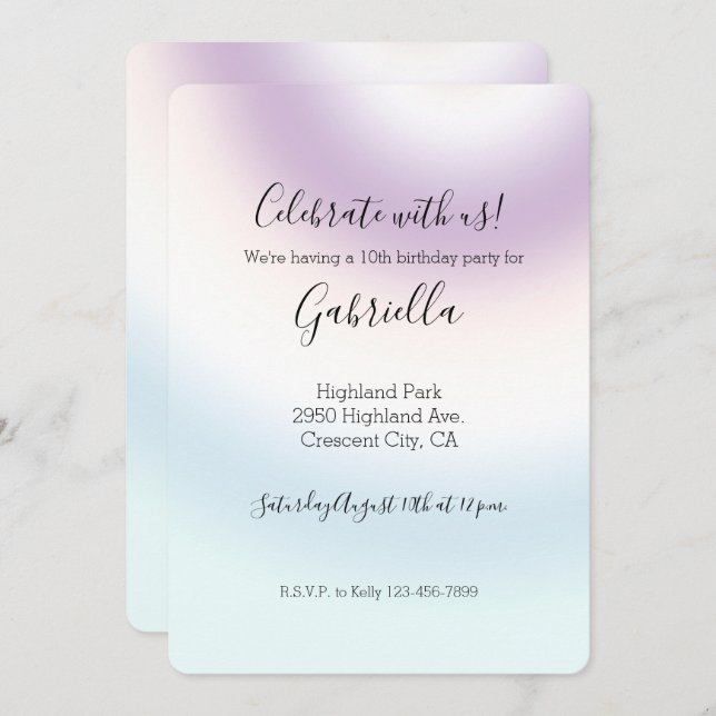 Purple White Blue Tie dye   Invitation (Front/Back)