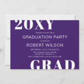 Purple White Bold Typography Graduation Party Invitation (Front)