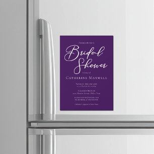 Purple White Bridal Shower Personalized Magnetic Invitation